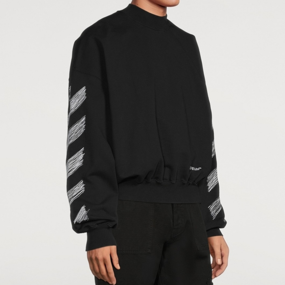 OFF-WHITE Scribble Diag Crewneck Boxy Sweatshirt